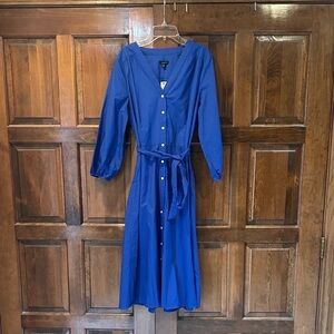 NWT Talbots POPLIN FIT & FLARE SHIRTDRESS Size 10 Blue